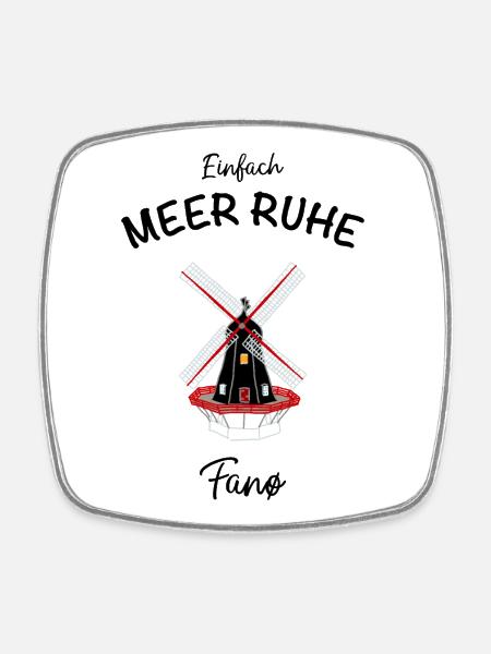 Dänemark, Insel Fanø, Mühle Sonderhø - Viereckiger Kühlschrankmagnet - Weiß