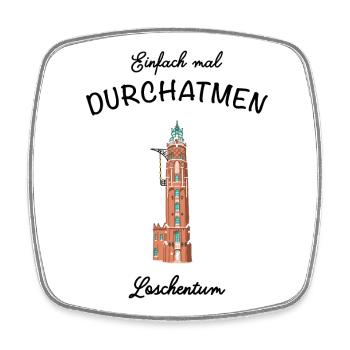 Bremerhaven, Leuchtturm Loschenturm - Viereckiger Kühlschrankmagnet - Weiß - Vorne