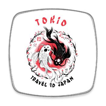 Tokyo Japan Koi Fish - Square fridge magnet - white - Front