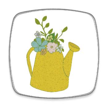 Watering can fabric - Square fridge magnet - white - Front