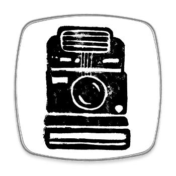 Bitte lächeln | Alte Kamera | Fotografen - Viereckiger Kühlschrankmagnet - Weiß - Vorne