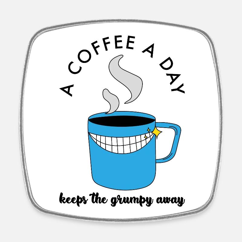 ACoffeeADay - Magnet carré - blanc