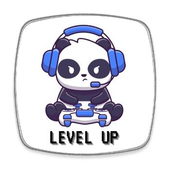 Monter de niveau Panda - Magnet carré - blanc - Devant