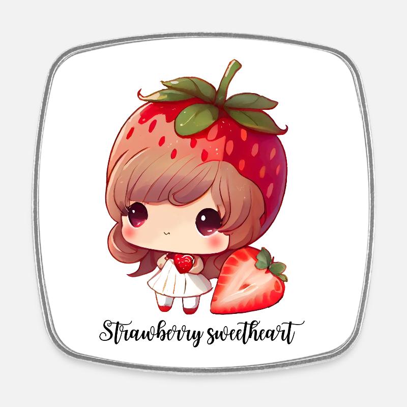 Strawbeery Sweetheart - Square fridge magnet - white