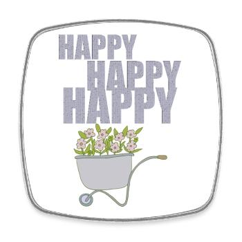 SCHUBKARREN HAPPY - Viereckiger Kühlschrankmagnet - Weiß - Vorne