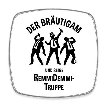 Der Bräutigam Und Seine Remmidemmi-Truppe (JGA, B) - Viereckiger Kühlschrankmagnet - Weiß - Vorne