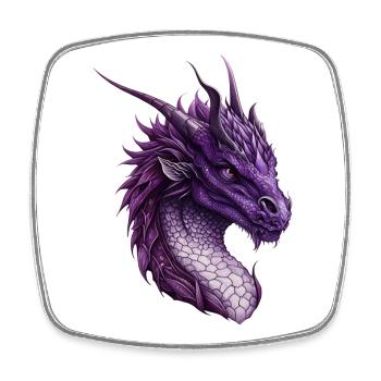 Mächtiger Lila Fantasy Drache - Viereckiger Kühlschrankmagnet - Weiß - Vorne