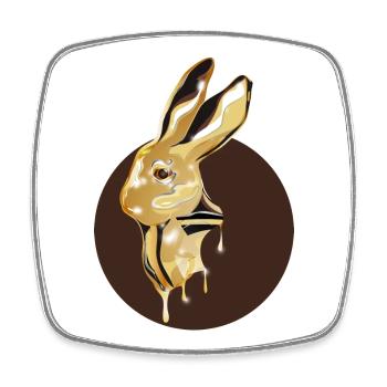 gold-colored rabbit head in high-gloss look - Square fridge magnet - white - Front