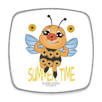 Frühling, Sommer, Hummel, Blumen, Imker Geschenk - Viereckiger Kühlschrankmagnet - Weiß - Vorne