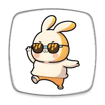 Easter Bunny - Lapin dansant avec des lunettes de soleil rétro - Magnet carré - blanc - Devant
