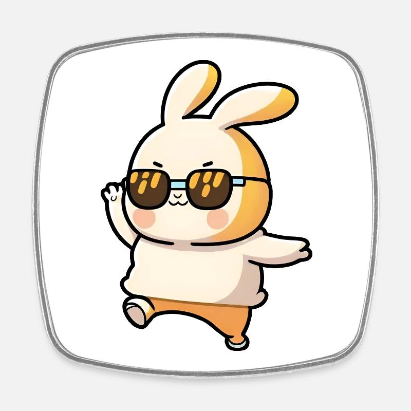 Easter Bunny - Dancing Bunny with Retro Sunglasses - Square fridge magnet - white