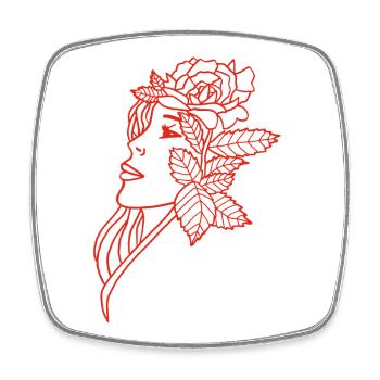 Die Dame und die Rose (rot) - Viereckiger Kühlschrankmagnet - Weiß - Vorne