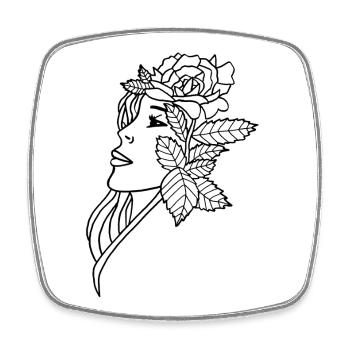 Die Dame und die Rose (schwarz) - Viereckiger Kühlschrankmagnet - Weiß - Vorne