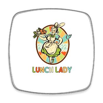 Tablier rétro Lunch Lady - Magnet carré - blanc - Devant