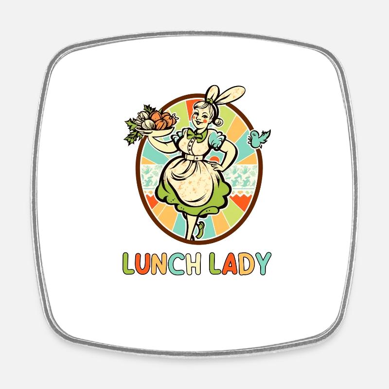 Lunch Lady Retro Apron - Square fridge magnet - white
