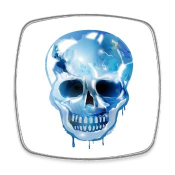 extravaganter Totenkopf koloriert im Glas Look - Viereckiger Kühlschrankmagnet - Weiß - Vorne