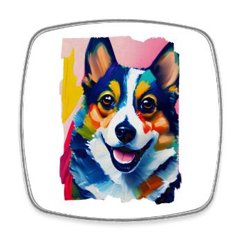 Porträt des Hunde-Corgis - Viereckiger Kühlschrankmagnet - Weiß - Vorne