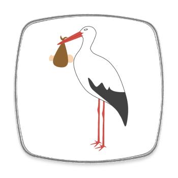Stork Carrying Baby - Square fridge magnet - white - Front