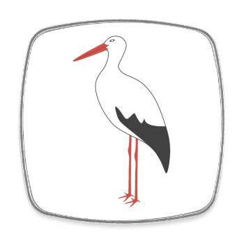 White Stork - Square fridge magnet - white - Front