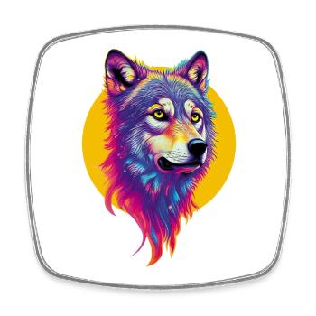 Tête De Loup - Magnet carré - blanc - Devant