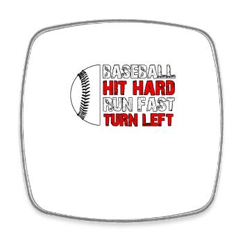 Baseball Hustle Hit Hard Run Fast - Square fridge magnet - white - Front
