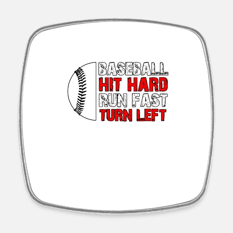 Baseball Hustle Hit Hard Run Fast - Magnet carré - blanc
