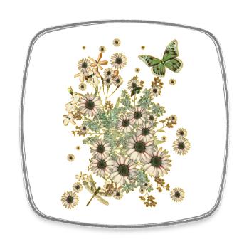 Blüten über Blüten - Blumen Flora Schmetterling - Viereckiger Kühlschrankmagnet - Weiß - Vorne