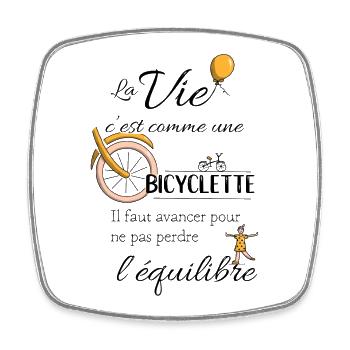 Equilibre et bicyclette - Magnet carré - blanc - Devant