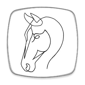 Sketch of the black horse - Square fridge magnet - white - Front