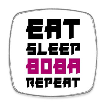 Eat Sleep Boba Repeat Bubbe Tea - Square fridge magnet - white - Front