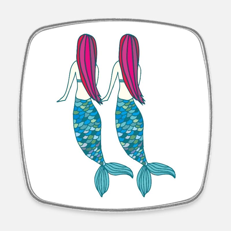 Mermaid Double - Square fridge magnet - white