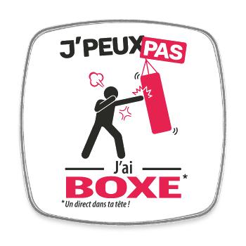 J'peux pas, j'ai boxe - Magnet carré - blanc - Devant