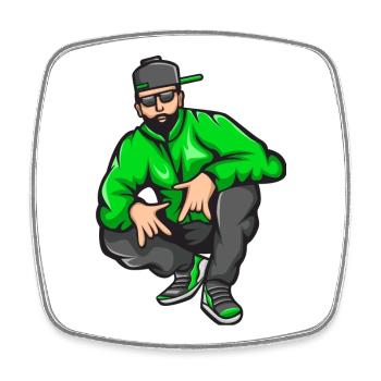 bad boy, rap, rapper, rapper, big up - Square fridge magnet - white - Front