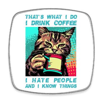 Café avec un chat - Magnet carré - blanc - Devant