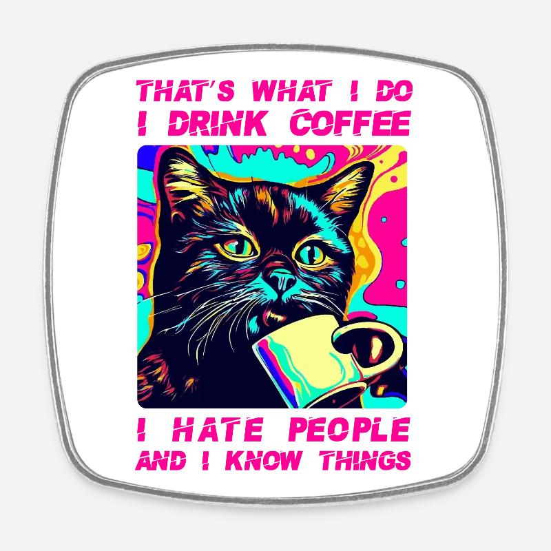 Cozy Cat Coffee - Square fridge magnet - white