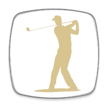 Golfer Abschlag Silhouette - Herren Design - Viereckiger Kühlschrankmagnet - Weiß - Vorne