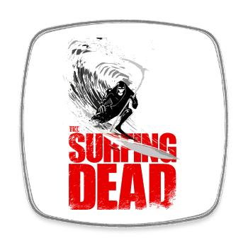 Surfing Dead Sensenmann Surfer Wave Design - Viereckiger Kühlschrankmagnet - Weiß - Vorne