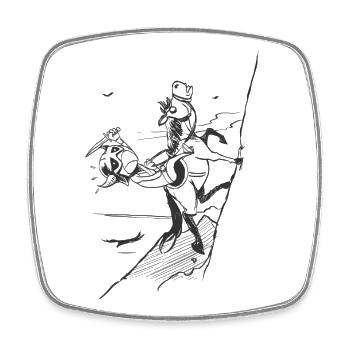 Cliff ascent — graphic silhouette - Square fridge magnet - white - Front