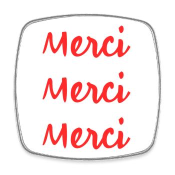 MERCI. MAÎTRESSE. MAÎTRE. MERCI MAÎTRESSE. CADEAU - Magnet carré - blanc - Devant