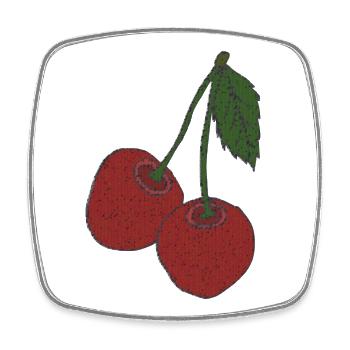 Cherries fabric - Square fridge magnet - white - Front