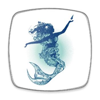 Belle sirène aux couleurs froides - Magnet carré - blanc - Devant
