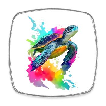 Tortue marine - Magnet carré - blanc - Devant