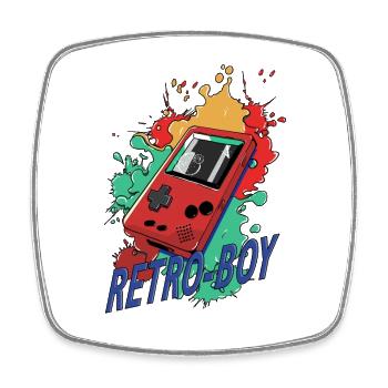Retro-Boy Game Konsole - Viereckiger Kühlschrankmagnet - Weiß - Vorne