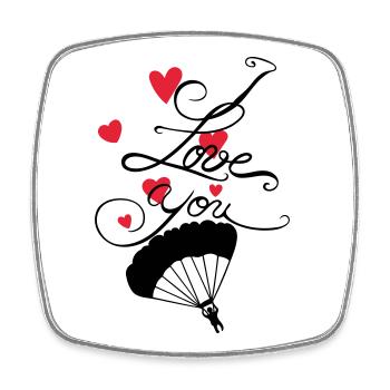 Fallschirmspringer mit I love you Schriftzug - Viereckiger Kühlschrankmagnet - Weiß - Vorne