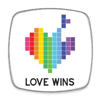 Mois de la fierté LGBT - L’amour gagne - Magnet carré - blanc - Devant