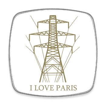 Ironic I love Paris Eiffel Tower as a power pole - Square fridge magnet - white - Front