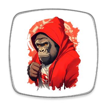 Gorilla mit rotem Hoody - Viereckiger Kühlschrankmagnet - Weiß - Vorne