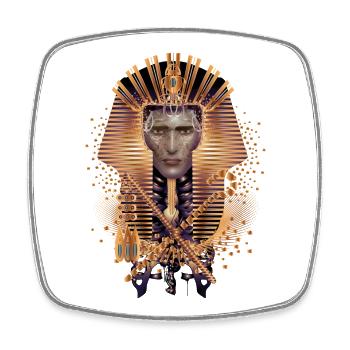 portrait astucieux du roi égyptien avec masque - Magnet carré - blanc - Devant