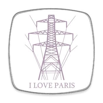 Ironic I love Paris Eiffel Tower as a power pole - Square fridge magnet - white - Front