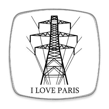 Ironic I love Paris Eiffel Tower as a power pole - Square fridge magnet - white - Front